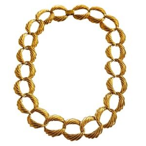 VTG regal Napier high end designer Collar Necklace gold tone chunky curved link